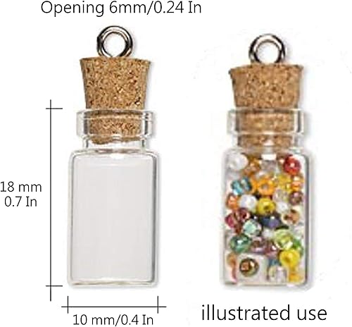 Miniatura 2 de CTKcom 50 unidades de 0.5 ml - Tarros de vidrio transparente muy pequeños, botellas con tapón de corcho, botellas de vidrio para decoración, artes &