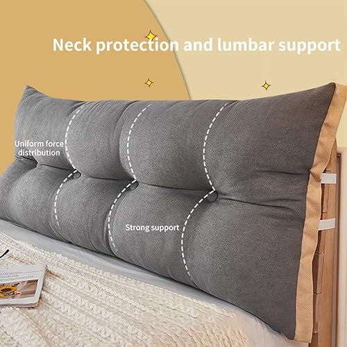 Miniatura 4 de JAMNIS Almohada rectangular de lectura para cabecero, almohada de cama grande para sentarse en la cama, respaldo largo, cojín de cabecera para