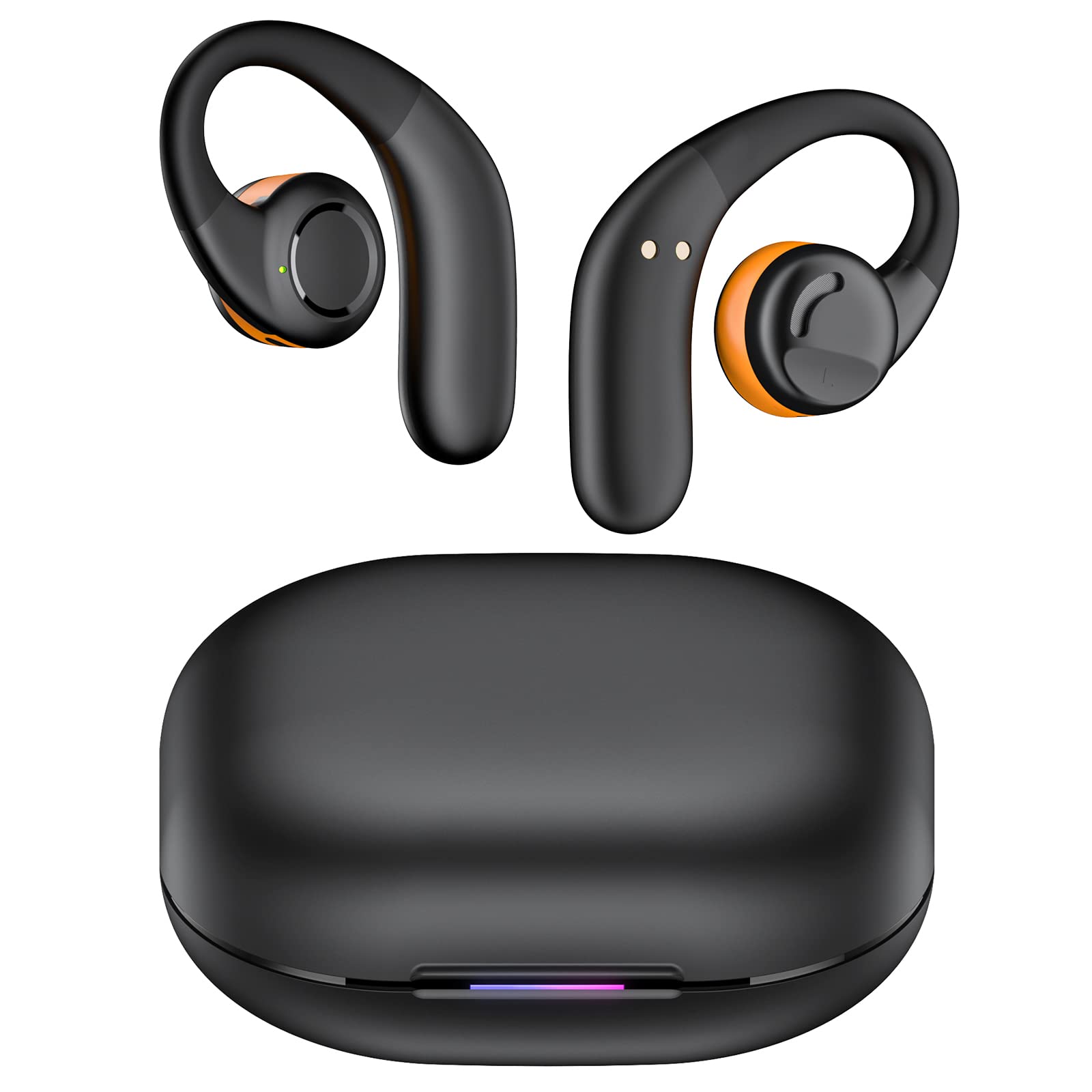 Open Ear Earbuds Wireless Headphones, Bluetooth 5.3 Hi-Fi Earbuds, Clear Call Touch Control Headphones, IPX5 Waterproof Earbuds with Ear Hooks, Charging Case and 16.2mm Driver, 60H Playtime