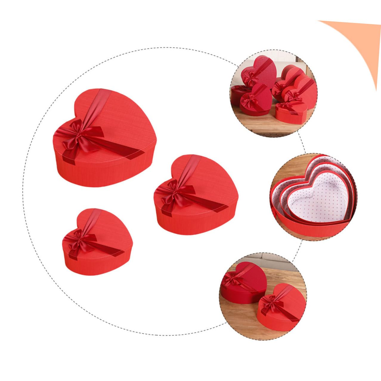 Abaodam 3 Stück Herzförmige Geschenkboxen aus Stabilem Material mit Satinband Aufbewahrungsboxen für Valentinstag Geburtstage und Hochzeitsdeko Flach Verpackbar und Wiederverwendbar