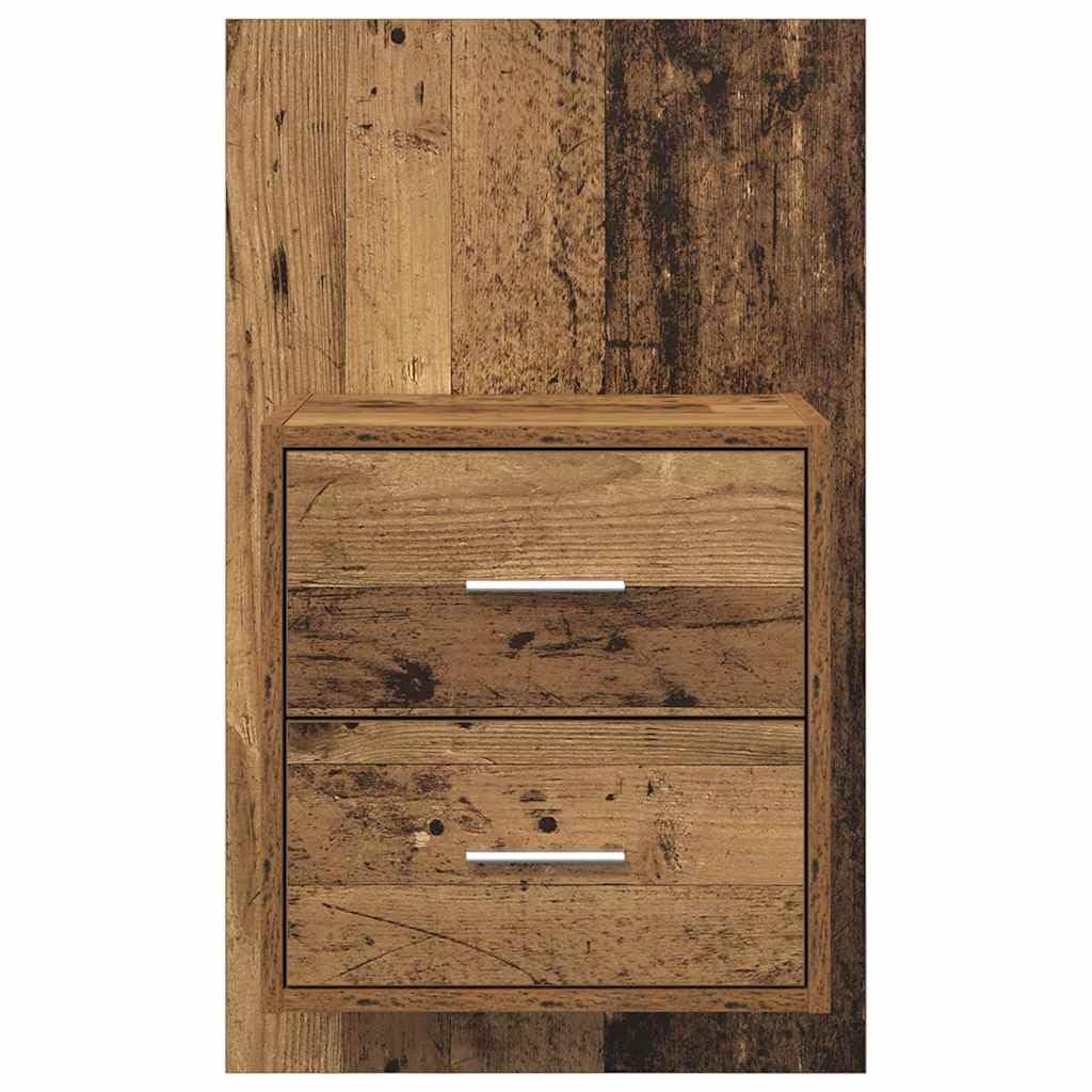 Montowany na ścianie stolik nocny z materiału drewnopochodnego z szufladą i półką, 48,5 x 32,5 x 80 cm, zajmujący niewiele miejsca design do sypialni, rustykalny styl, odporny na zarysowania i