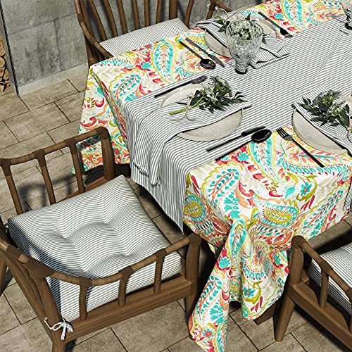 Lvtxiii Indoor/Outdoor Square Tufted Wicker Seat Cushions Pack Of 2, Patio Decorative Thick Chair Pads Seat Cushions Set For Patio Garden Home, 19”X19”X5”, Topanga Stripe Grey #TOP6