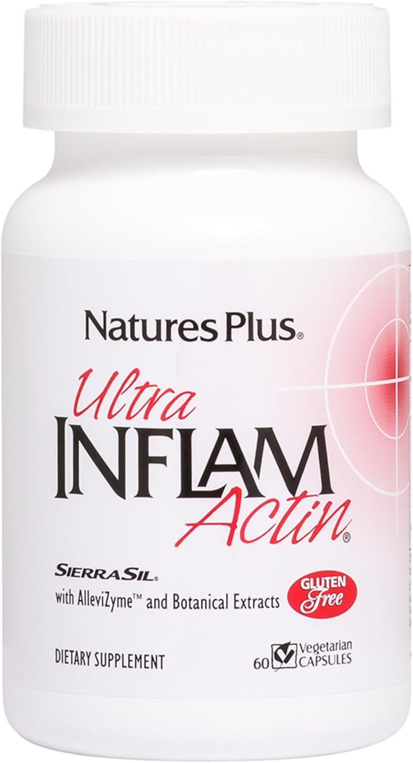 NaturesPlus Ultra InflamActin - 60 Capsules - Natural Anti-Inflammatory Supplement with Turmeric, Bromelain, MSM, Boswellia & Ginger - Joint Health Support - 30 Servings