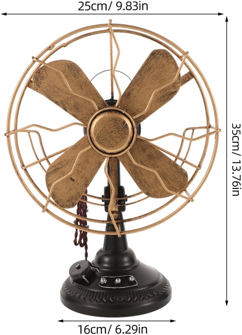 ABOOFAN Vintage Table Fan, Retro Style Table Fan Model Plastic Standing Fan Antique Household Fans Desk Top Fan for Bedroom Bathroom Bar Home DecorationsGifts Bronze