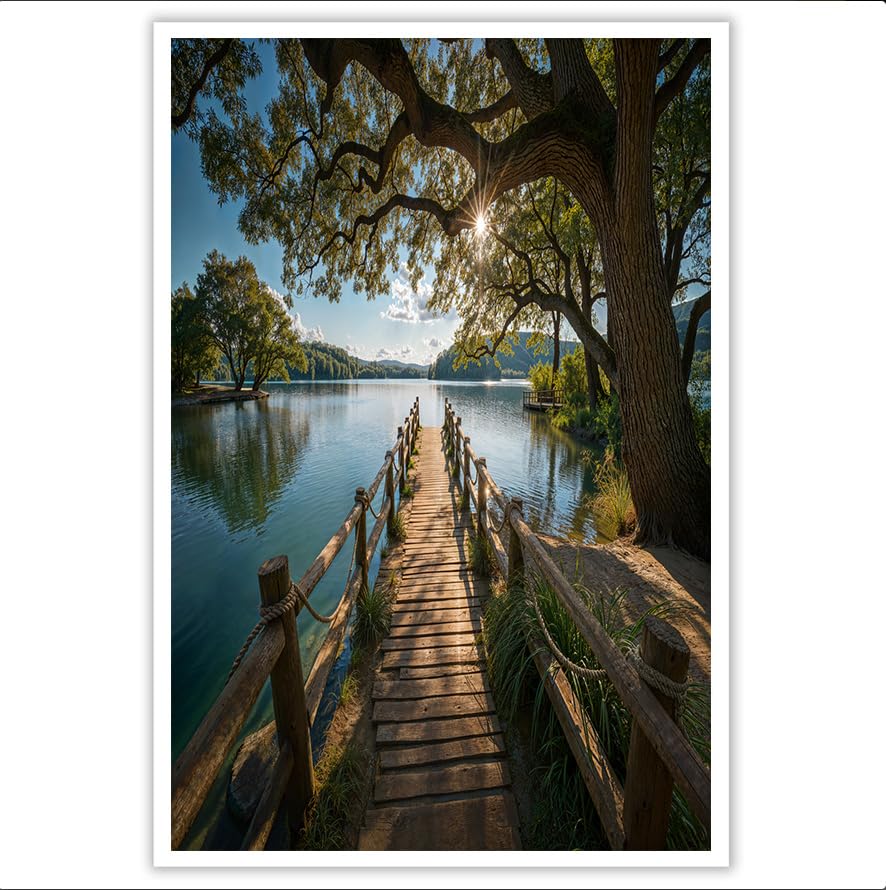 Art Mural Sur Toile Vue Sur Le Lac Impression Nature Salon 70x100 Cm