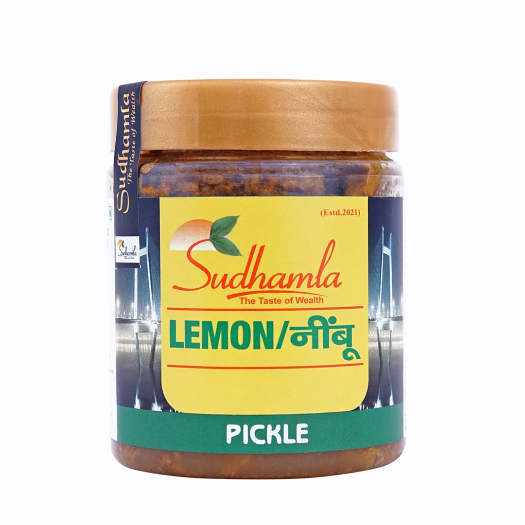 Sudhamla Khatta Nimbu Ka Achaar - 200 gm | Handmade Sweet and Sour Lemon Pickle | Made with Mustard Oil and Mixed Spices | Authentic Traditional Flavor | No Preservatives | Homemade Recipe & Taste