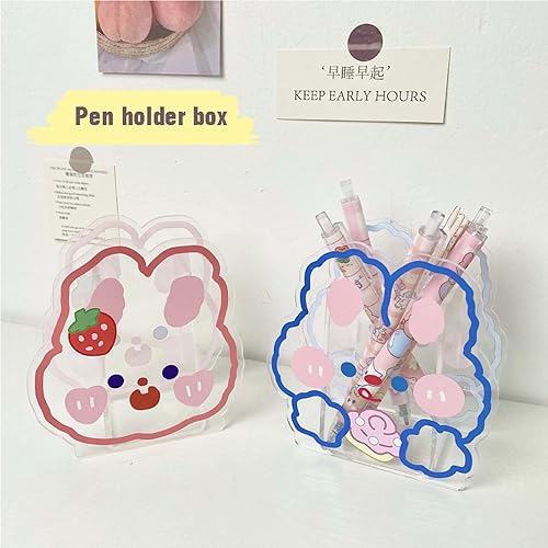 Miniatura 4 de Kawaii - Soporte de acrílico para bolígrafos de escritorio de dibujos animados, organizador de brochas de maquillaje kawaii, adecuado para el hogar,