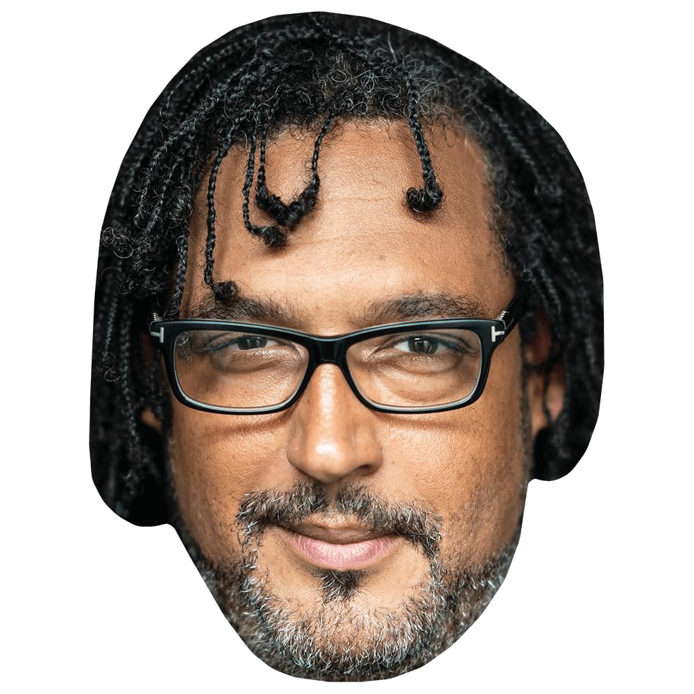 Celebrity Cutouts Lifelike David Olusoga (Braids) Celebrity Mask, Flat Card Face, Fancy Dress Mask