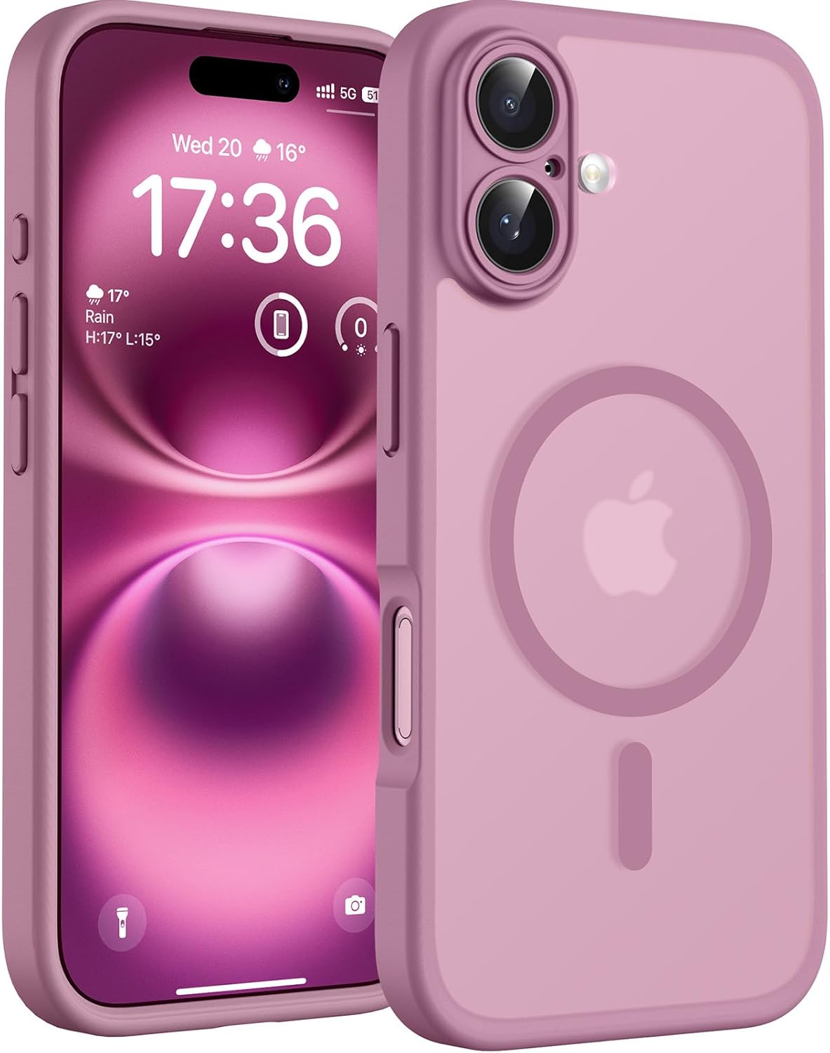 TOCOL Cover Magnetica per iPhone 16 6,1 Pollic, Compatibile con MagSafe, Protezione Fotocamera Integrata, Custodia Antiurto Traslucida Opaca, Lilla Viola