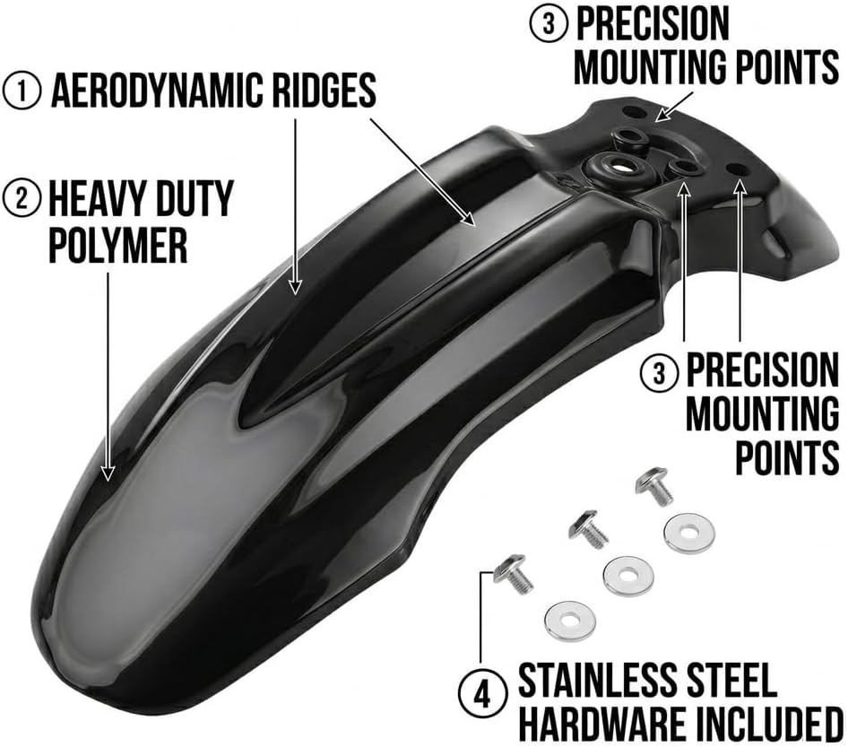 Front Fender Compatible Fit for Tutti Tutto Tuttio Soleil 01 Yozma IN10, Mudguard Splash Mud Guard & Protection Keep | Clean & Ride Safe | Easy Installation Black