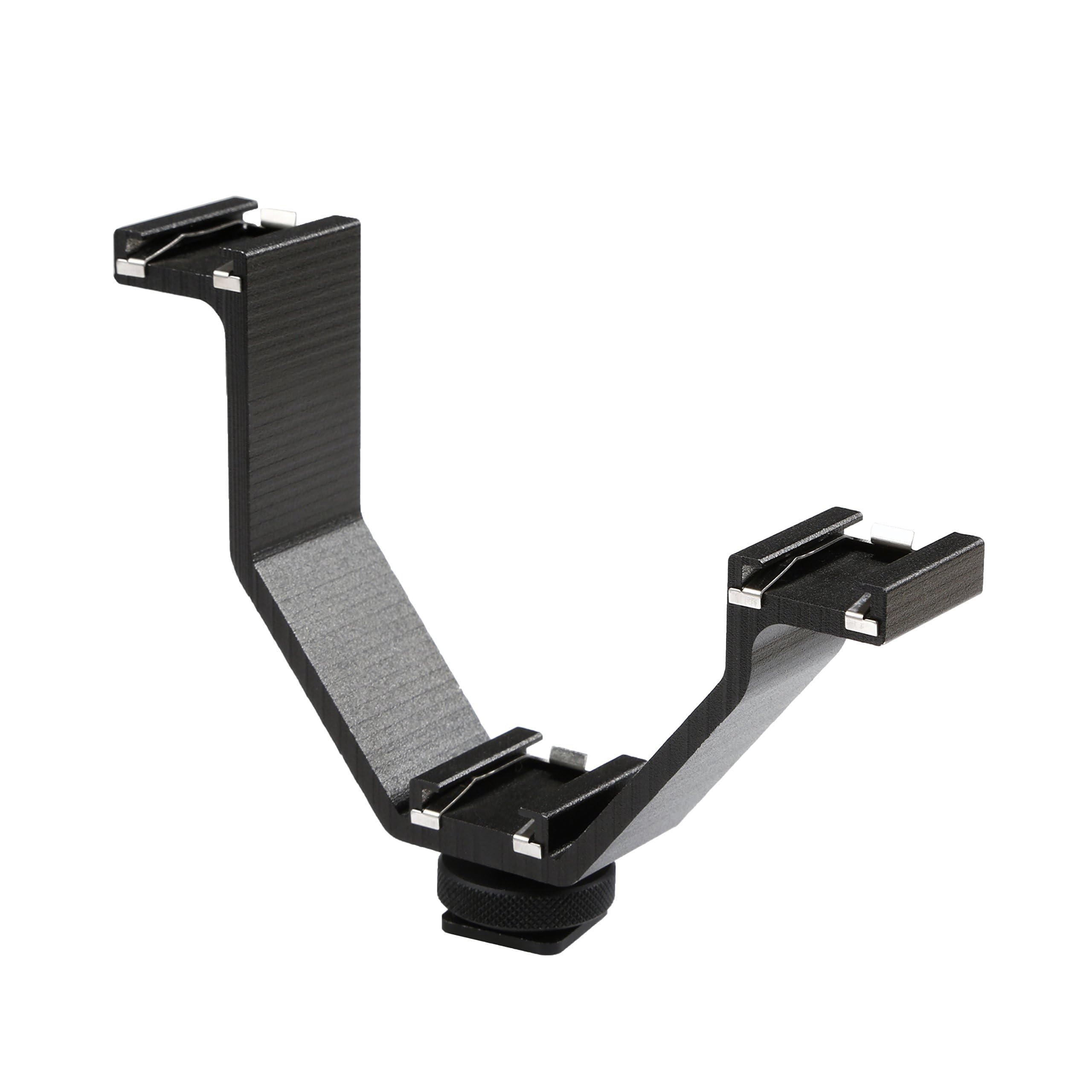 Movo MQ-THM01 Triple Shoe Bracket - Camera V Bracket for Lights, Monitors, Microphones and More (Small)