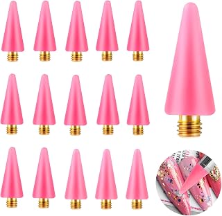 Lusofie 16Pcs Nail Rhinestones Picker Replacement Wax Head Tips Rhinestone Picker Tool Wax Tip for Nail Dotting Pen to Pick Up Nail Gem Jewelry(Pink)
