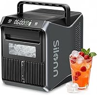 Vista 13 de Silonn - Máquina de hielo para encimera, máquina de hielo portátil con asa de transporte, máquinas de hielo autolimpiables con cesta y cuchara, 9