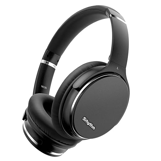 Srhythm NiceComfort 35 Active Noise Cancelling Headphones, Wireless Bluetooth 5.3, 50+ Hours Playtime, Fast Charging, Over-Ear Design
