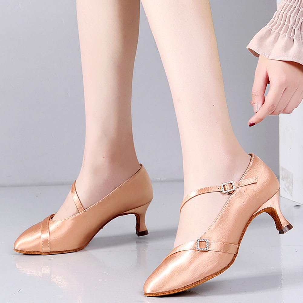 Scarpe da Ballo Latino Americano Donna Punta Chiusa Ampio Standard Moderna Scarpe da Danza da Salsa Tango e Bachata,New-125