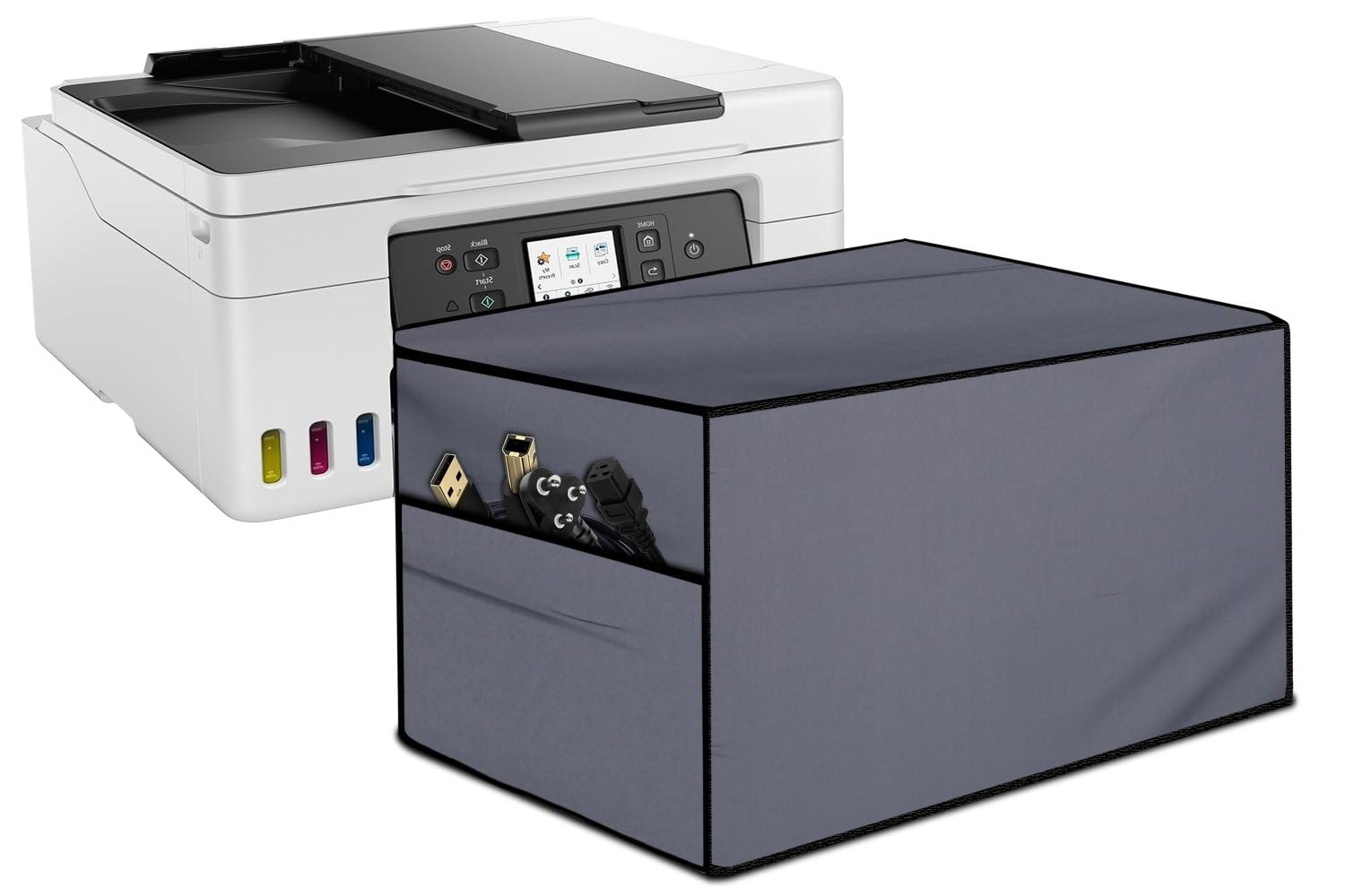 The Furnishing Tree Polyester Waterproof & Dustproof Printer Cover – Compatible with Ink Tank Brother MFC-T4500DW Printers, Grey , Dimensions in DxWxH - ( 48x58x30 CM)-image-46