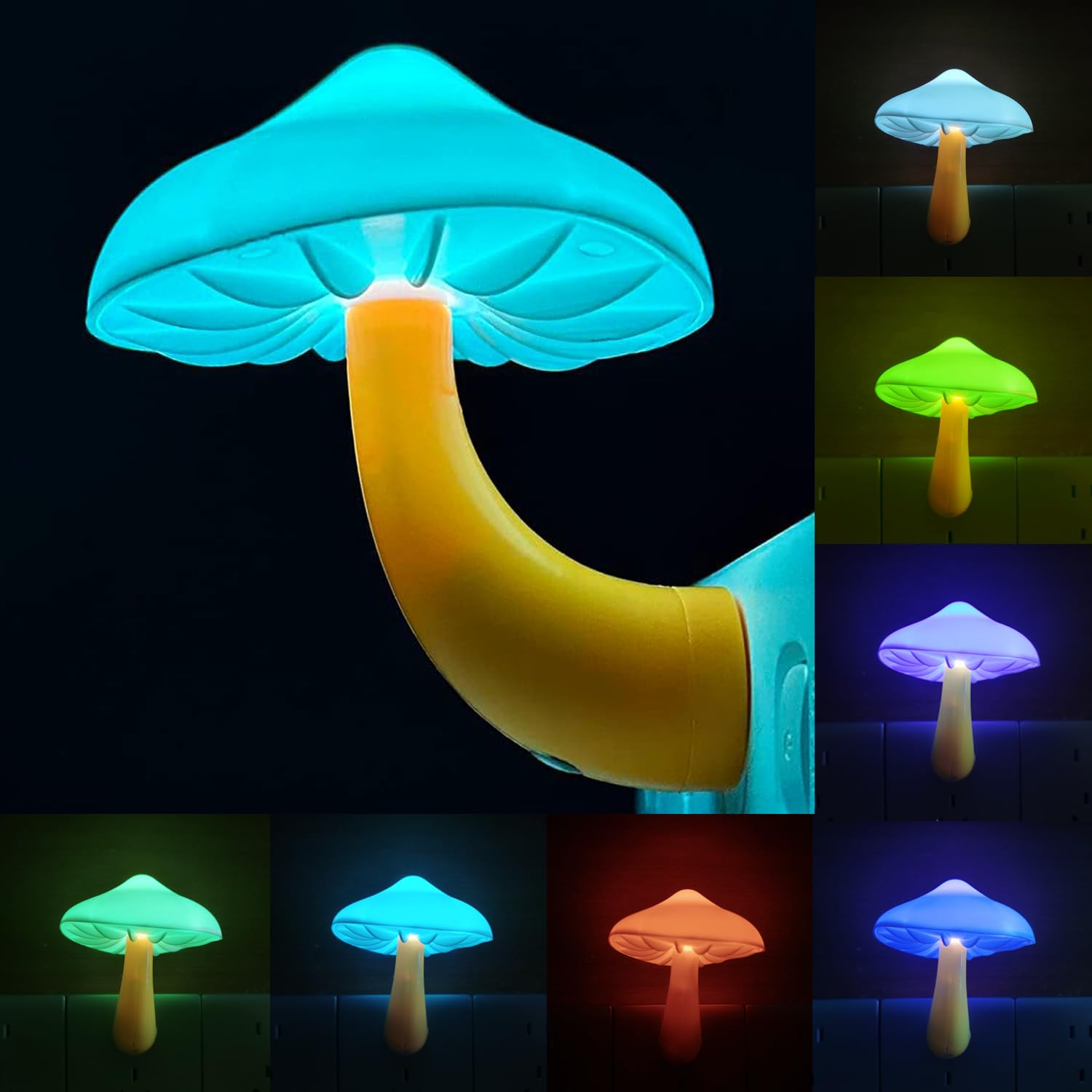 CattossoSensor LED Mushroom Night Light Plug in Mushroom Lamp 7 Color Changing Mushroom LED Light Night Lights for Kids Adults NightLight for Bedroom,Bathroom,Toilet,Hallway,Stairs,Kitchen，Nursery