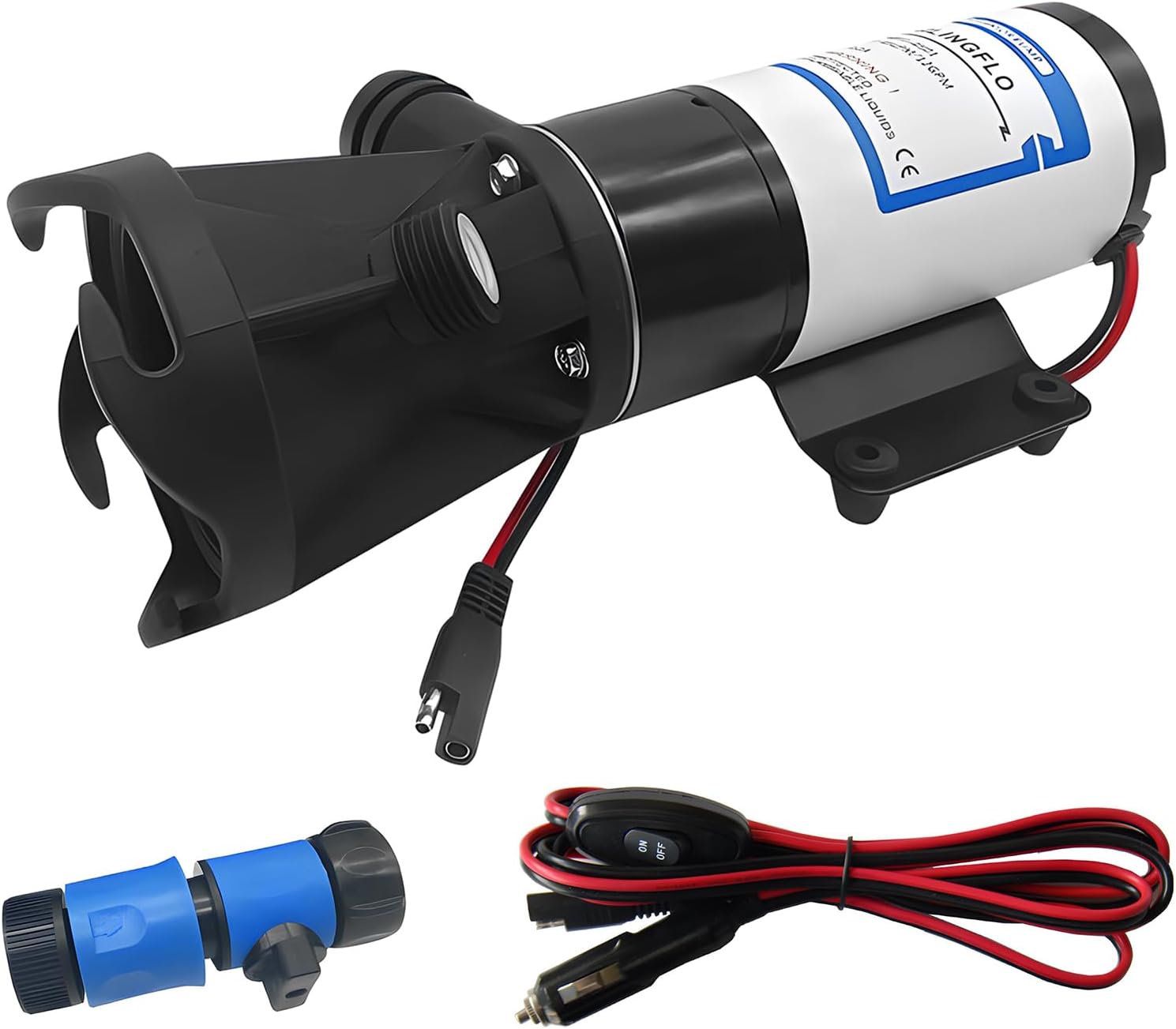 RV Macerator Pump 12V 12GPM, Portable Sewage Pump for RV/Boat/Marine, Quick Release Waste Water Pump