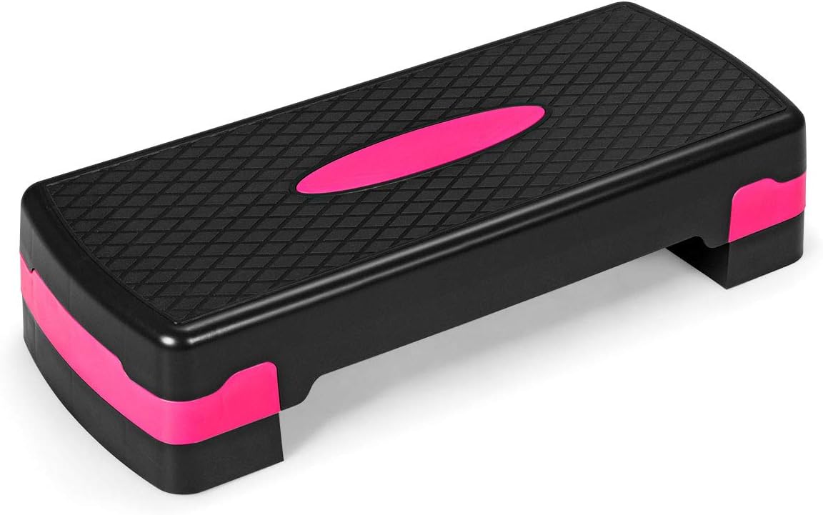 Goplus Step Platform, 26" Adjustable Aerobic Exercise Step Deck with Risers and Non-Slip Surface, 4” - 6”Levels Height-Adjustable, for Home Gym Exercise Fitness Workout