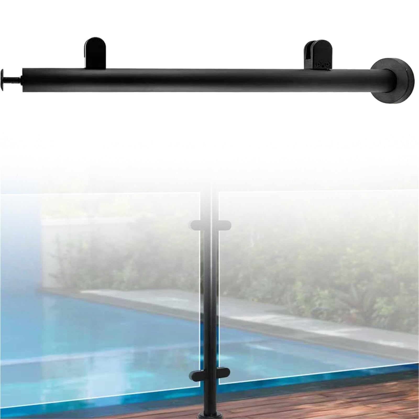 Poteau balustrade verre inox 80cm pour garde-corps escalier et barrière balcon