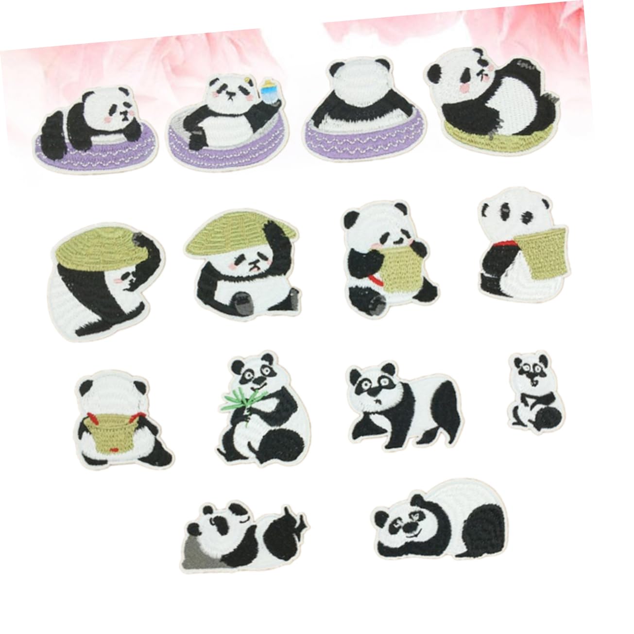 DOITOOL 3 Sätze Panda Aufnäher Set Cartoon Panda Bestickte Patches Für Kleidung Jeans Taschen Diy Kunsthandwerk Bügel Und Nähapplikationen Sicher Und Langlebig 14 Stücke * 3