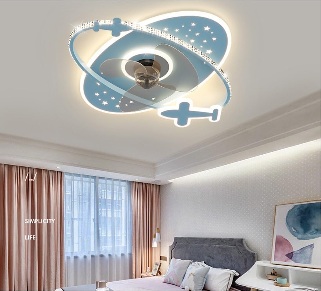 Modern Golden Ceiling Fan Light with Remote Control LED Ceiling Fan Lamp DC Reversible Kids Ceiling Fan with Light Mute Dimmable 6 Speed Kindergarten Bedroom Dining Room