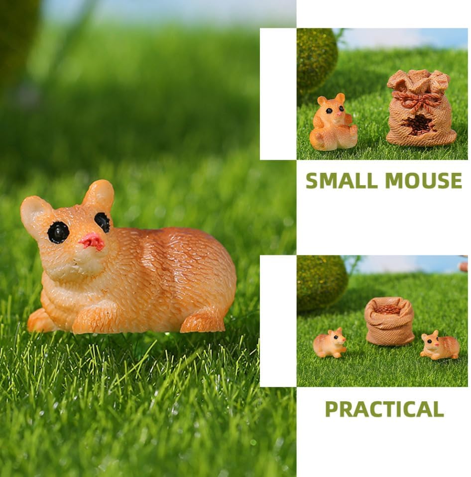 SUPVOX Mini Rat Figurine Set, 5 Resin Mouse Ornaments for Bonsai and Garden Decor, Realistic Mouse Miniatures for Birthday Cake Decoration and Planter Accents