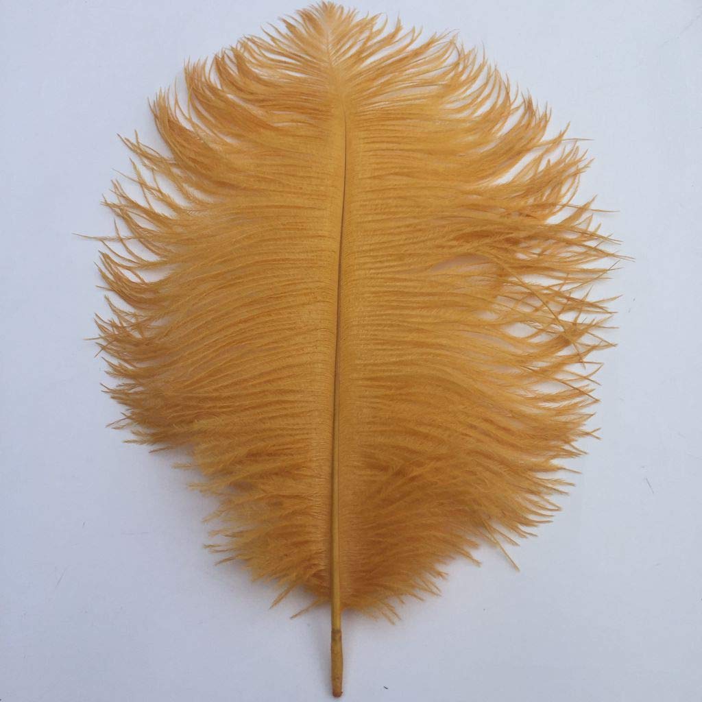 Shekyeon 14-16inch 35-40cm Ostrich Feathers Plumes for Table Decoration Pack of 10(Gold)