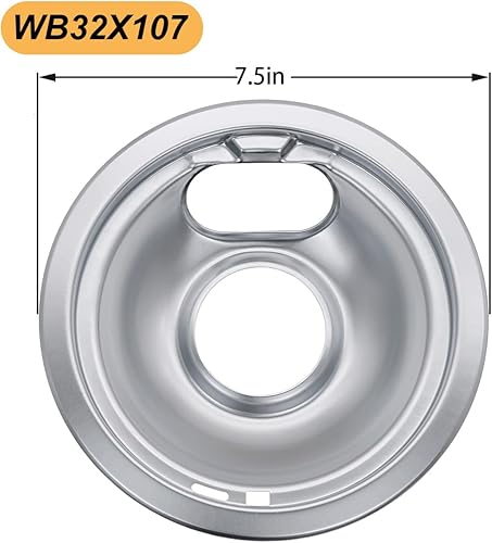 Miniatura 5 de Siwdoy WB32X106 y WB32X107 - Juego de bandejas de goteo cromadas compatibles con horno GE, incluye 1 sartén de 8 pulgadas y 3 bandejas de 6