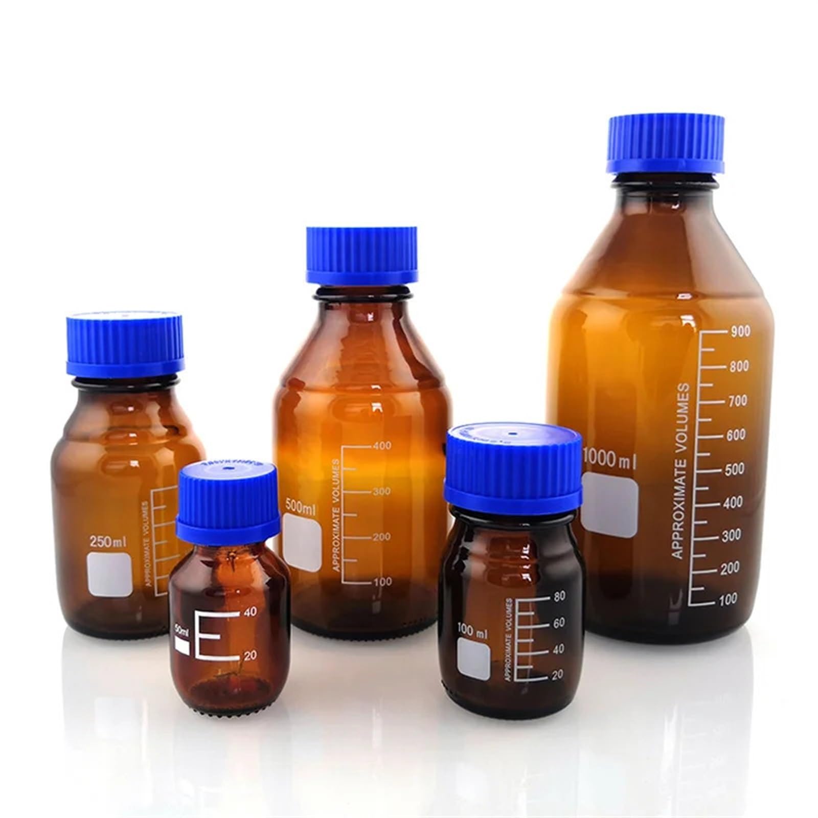 Botella para reactivos de Laboratorio, Botella de reactivo de Vidrio marrón con Tapa de Rosca de 50 ml a 1000 ml for Laboratorio(1000mL Brown 1pc)