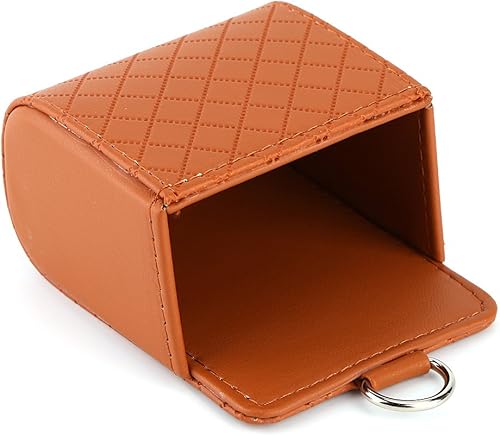 Miniatura 2 de Terisass Caja de almacenamiento para automóvil, de piel sintética, organizador para vehículo, bolsillo universal para teléfono celular, tarjetero,