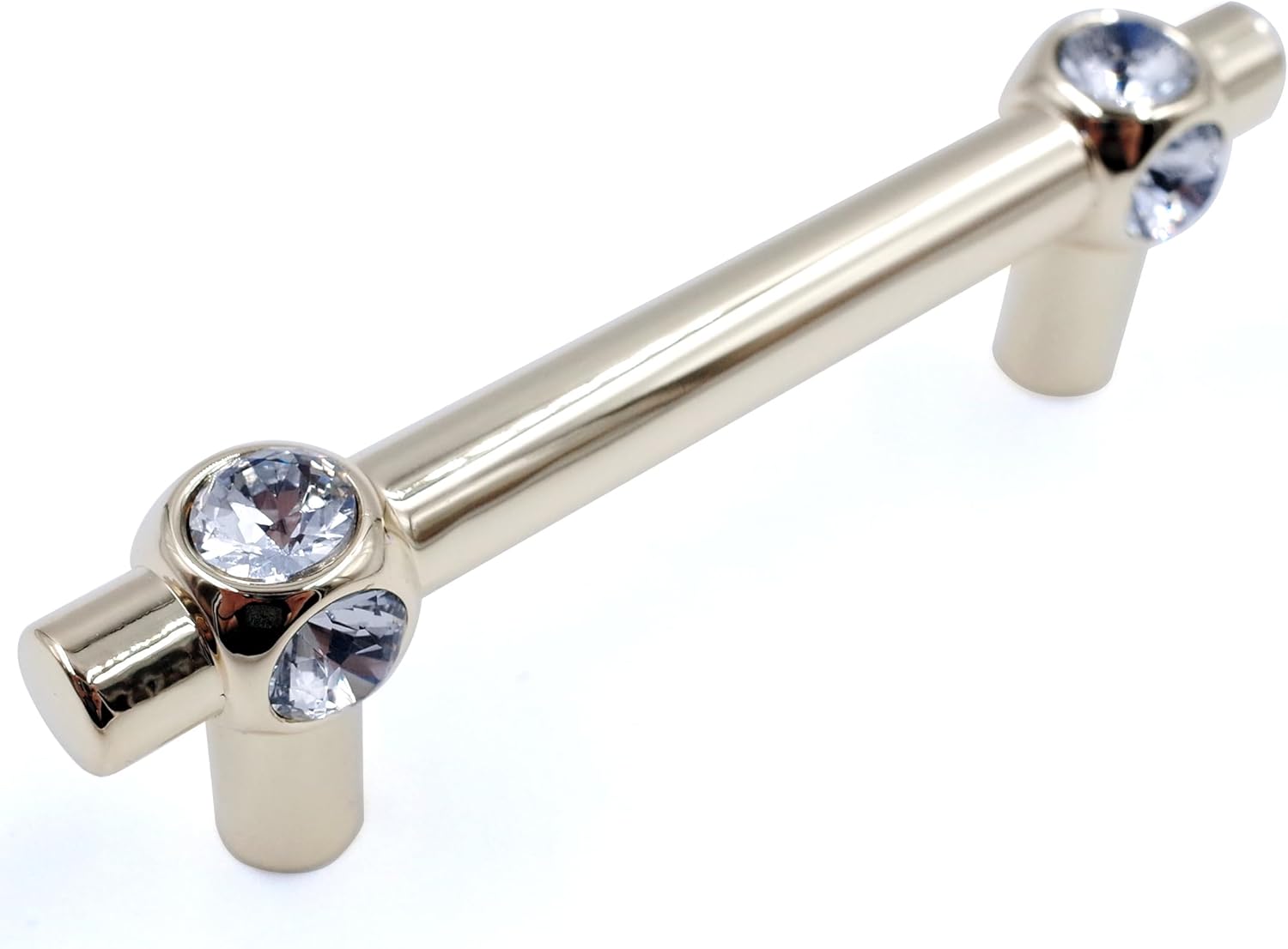 JETLAND Cabinet Drawer Crystal Pulls, 4-Pack, Chrome with Clear Glass, 4" Hole Centers, Shining Daisy, Cabinet Handles for Dresser Nightstand Furniture, PW6738CR102