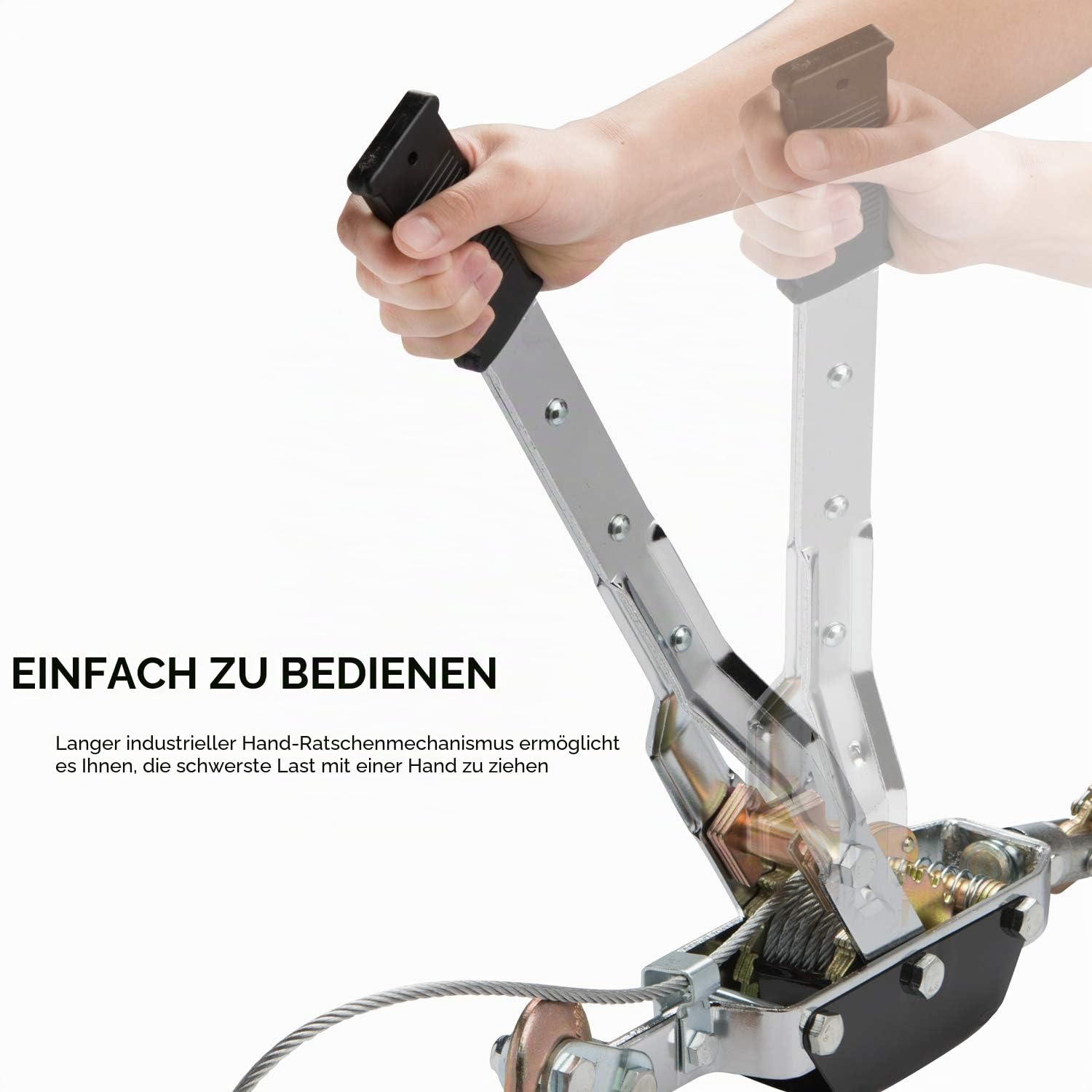NEIKO 02256A Come Along Seilwinde, 5 Tonnen (4,5 kg) Zugkapazität, 3 Fuß, 3 Haken, robustes Stromkabel mit Doppelzahnrädern, Handwindenkabel, Automobilhebewindenabzieher, Recovery Gear