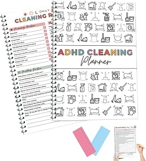 ADHD Cleaning Planner, Daily Weekly Monthly Yearly Household Cleaning Planner, Cleaning Schedule and Checklist Organizer Notebook Do-it-Yourself Home Improvement