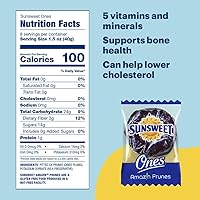 Vista 2 de Sunsweet Amazin' Prunes Ones - Ciruelas pasas sin azúcar y secas - Sin gluten, veganas, bajas en grasa - Fibra y minerales - Bolsa de 12 onzas