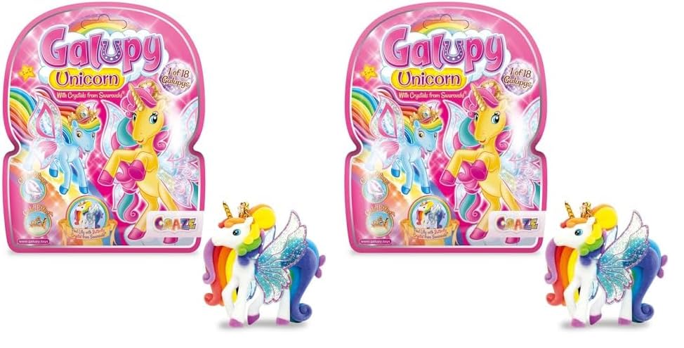 GALUPY Unicorn - Einhorn Spielzeug zu Sammeln, Einhorn Figuren mit Glitzerflügeln & Swarovski Kristal (Packung mit 2) - Standard - 2 Unicorns