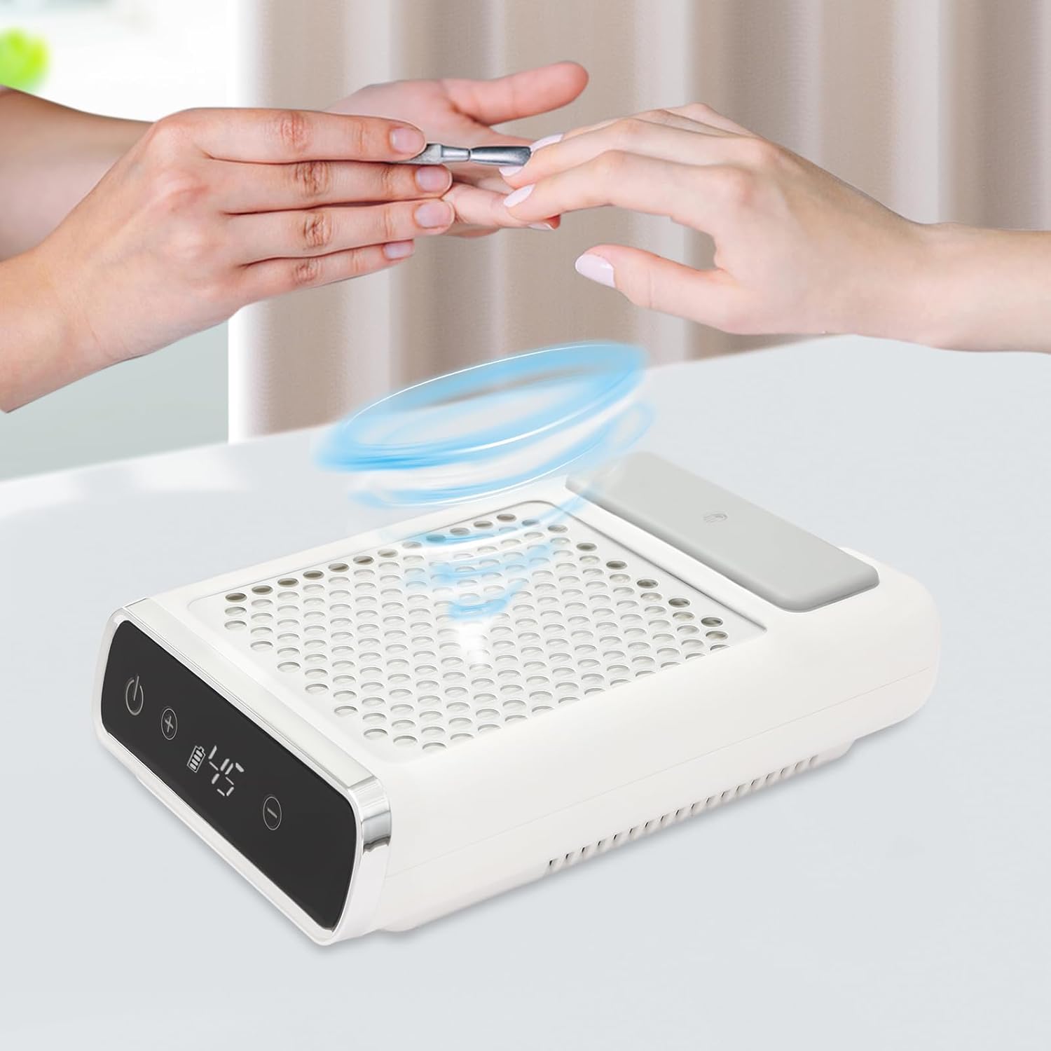 Rechargeable Nail Dust Collector, 80W Professional Extractor Vacuum, Nail Dust Vacuum Cleaner 4500rpm Adjustable Suction Nail Dust Collector, Dust Collector for Nail Polishing