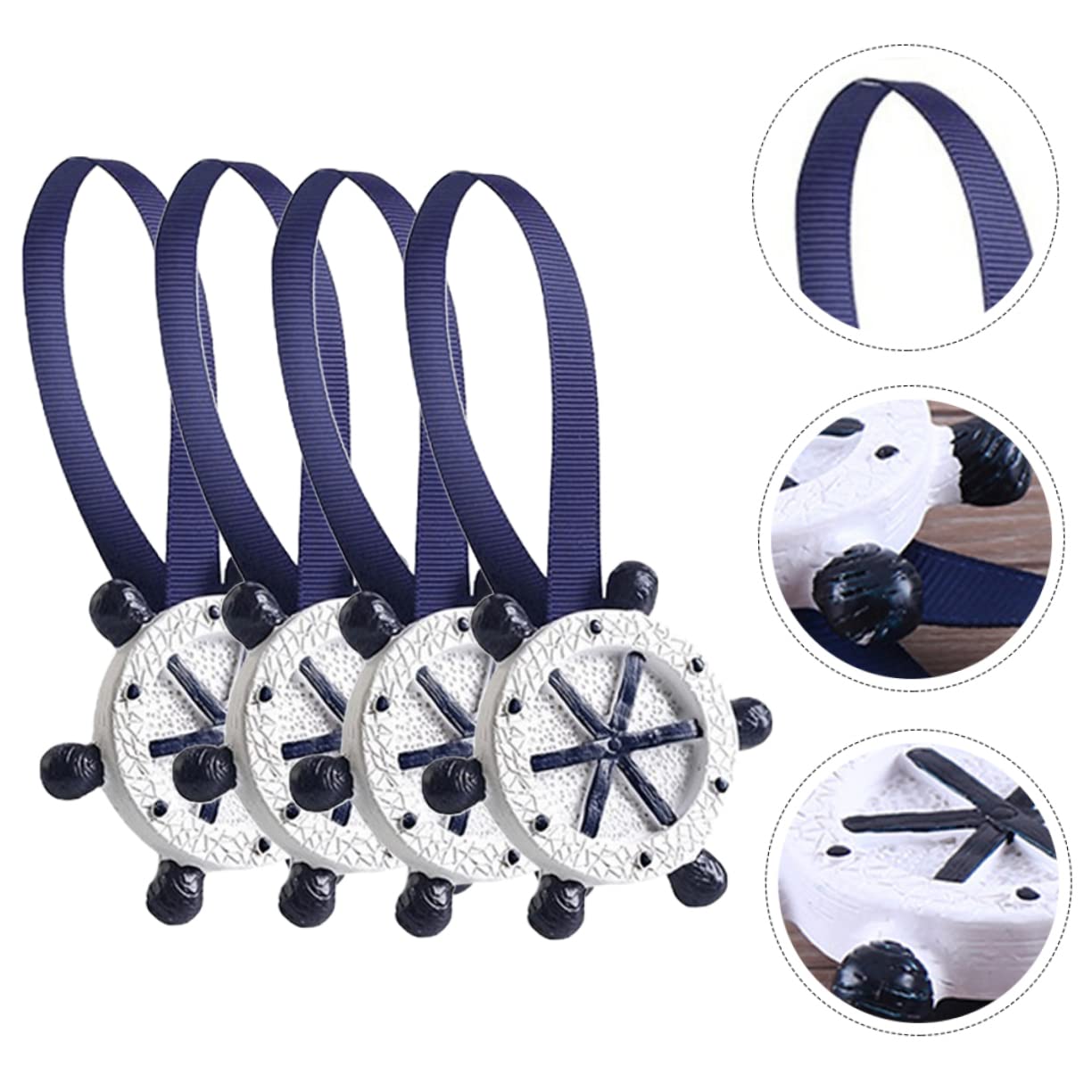 8pièces Magnétiques pour Rideaux Accroche Rideaux Décoratifs Style Méditerranéen avec Design Bleu Profond