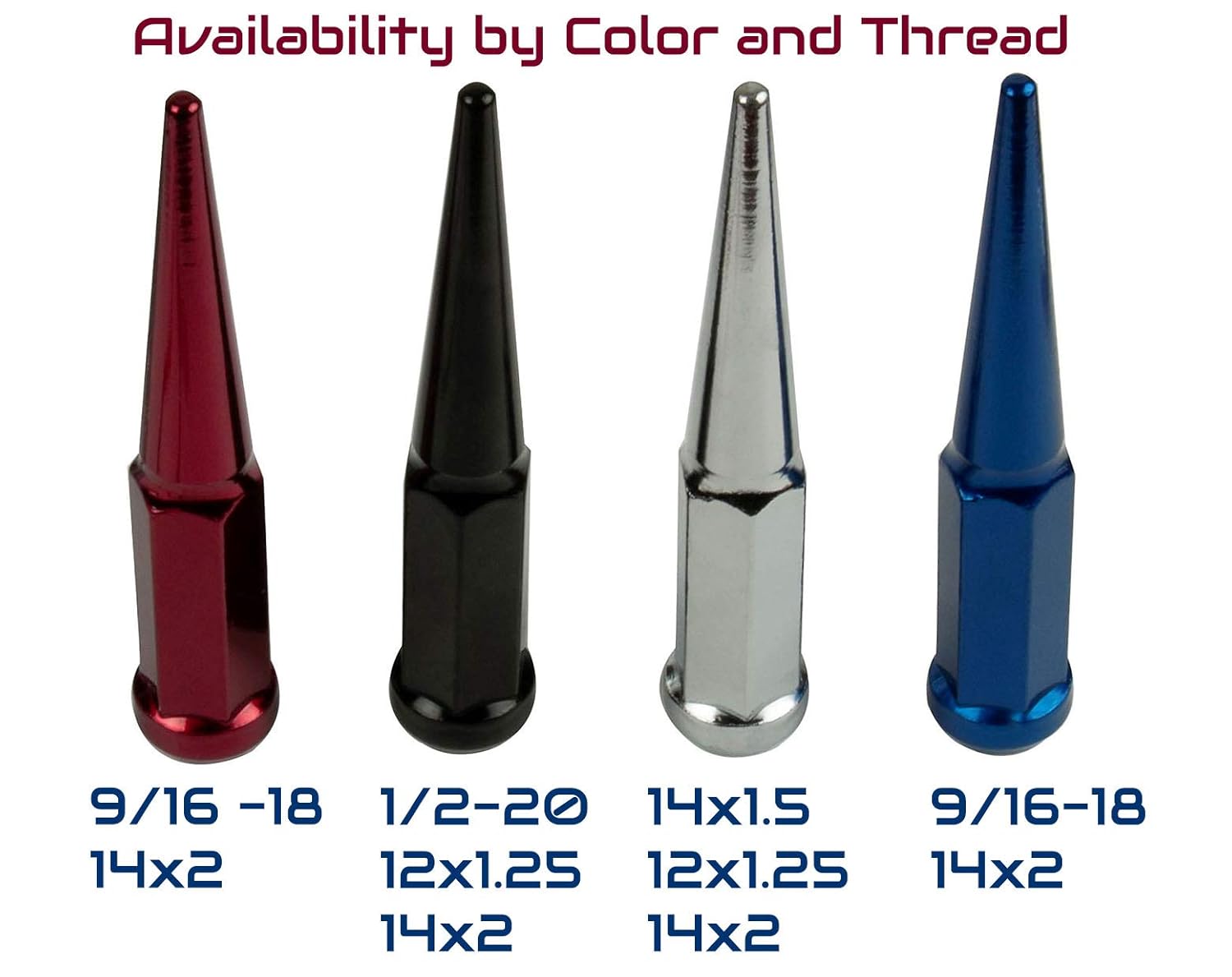 20 PCs Extra Long 6" Tall 1/2-20 Black Spike Lug Nuts with Key. Designed to Fit Jeep Wrangler Cherokee Liberty