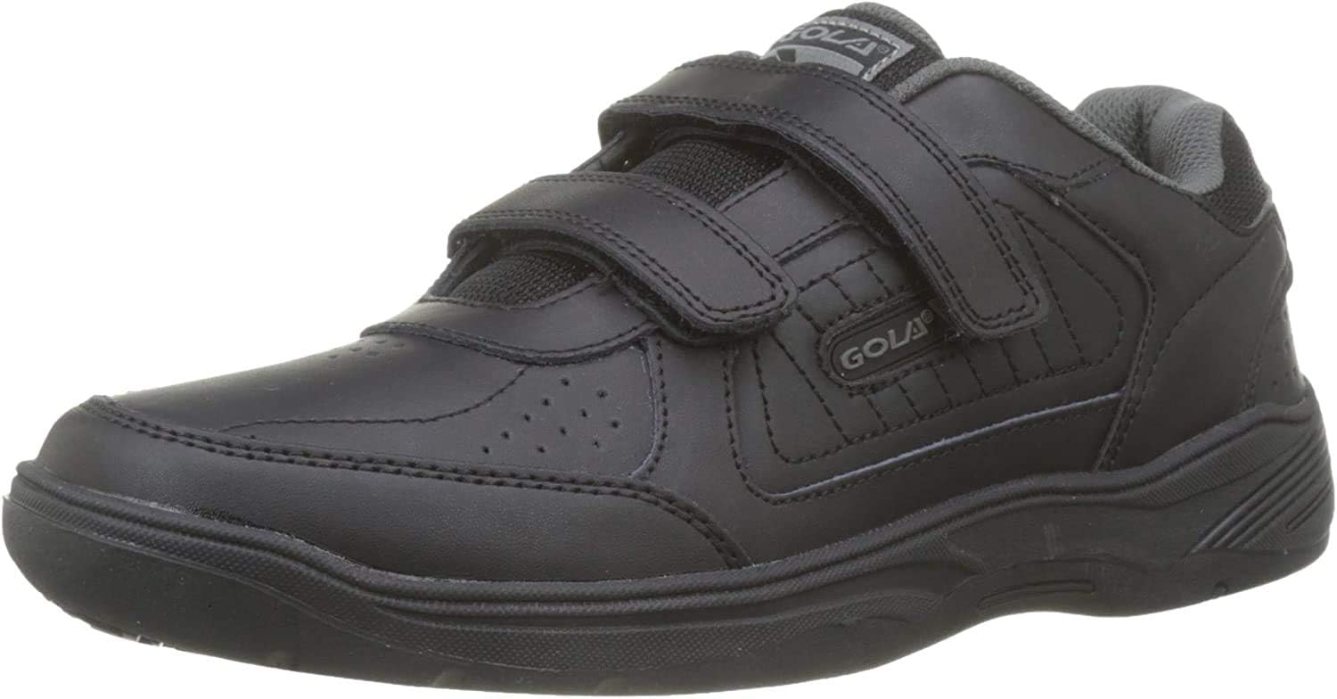 Mens Black Touch Fastening Real Leather Wide Fit EE Trainers 14 UK