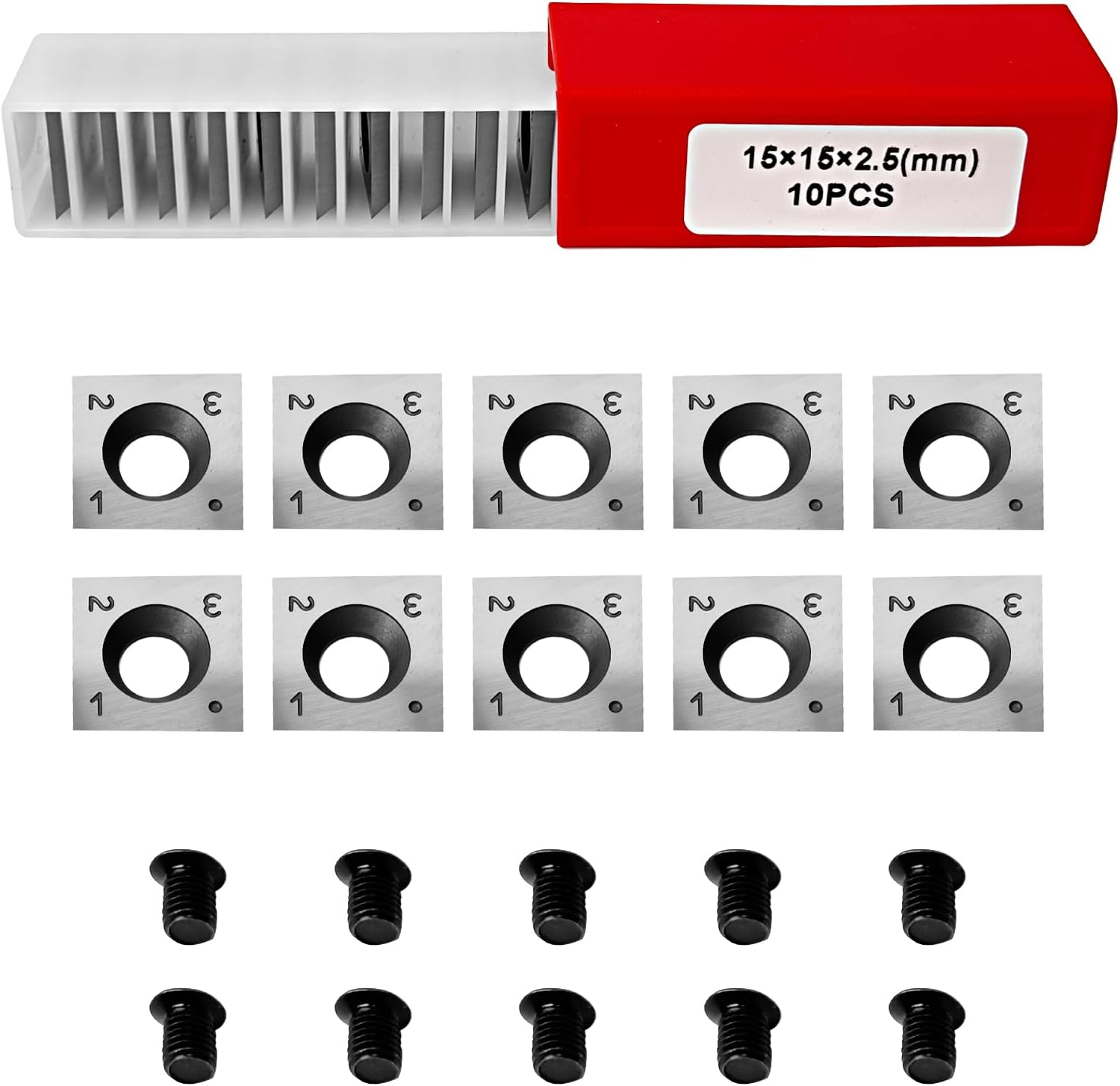 15mm Square Straight Carbide Inserts for Woodturning, 15×15×2.5mm Replacement Cutter Knives for Woodworking, Fits for Spiral/Helical Planer Cutter, Head Wood, Lathe, Turning Tools 10pcs