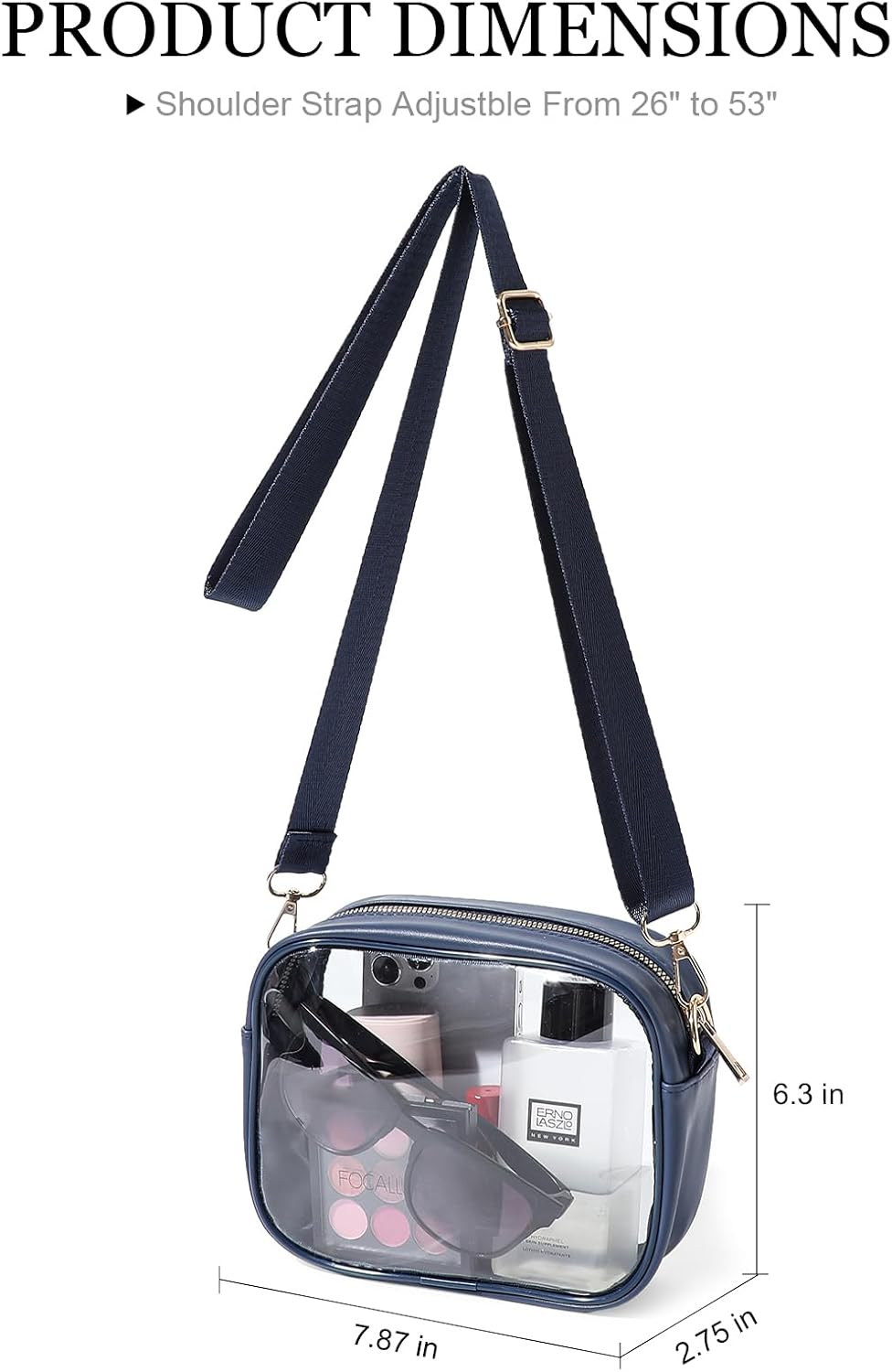 TOBVZOO Clear Bag Stadium Approved, Crossbody Transparent Bag for Concerts Sports Events, Purses for Men & Women - Image 7