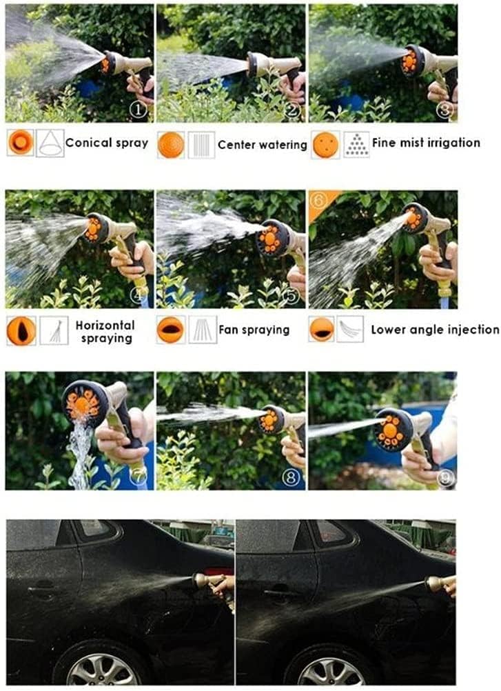 Hose Spray Nozzle, Metal Garden Hose Nozzle, Heavy Duty Water Hose Sprayer with 9 Adjustable Patterns Outdoor Hose Nozzles