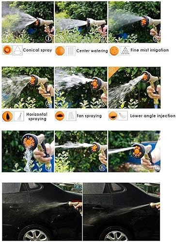 Miniatura 4 de Boquilla de pulverización para manguera, boquilla de manguera de jardín de metal, pulverizador de manguera de agua resistente con 9 patrones