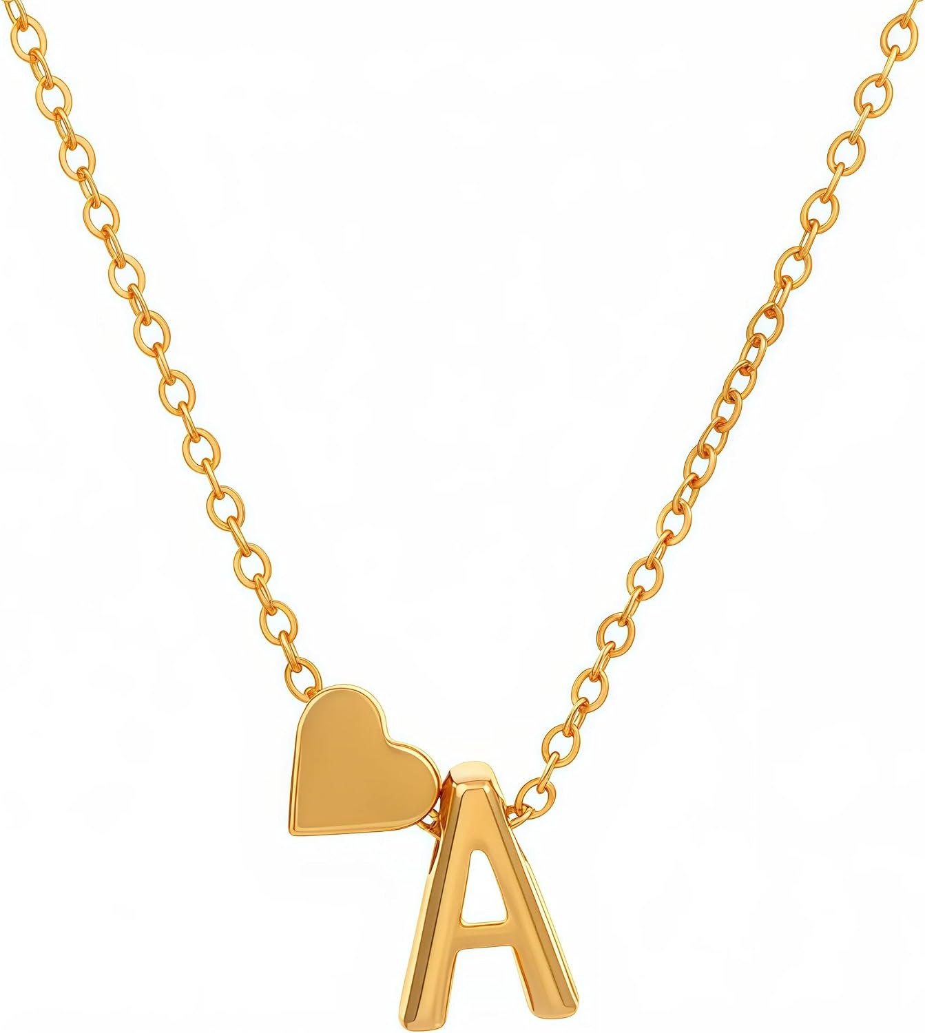 14K Gold Plated Initial Necklaces for Women Tiny Letter Pendant with Heart,Dainty Charm Chain Choker Trendy Jewelry for Personalized Her Mom Wife Birthday Gifts