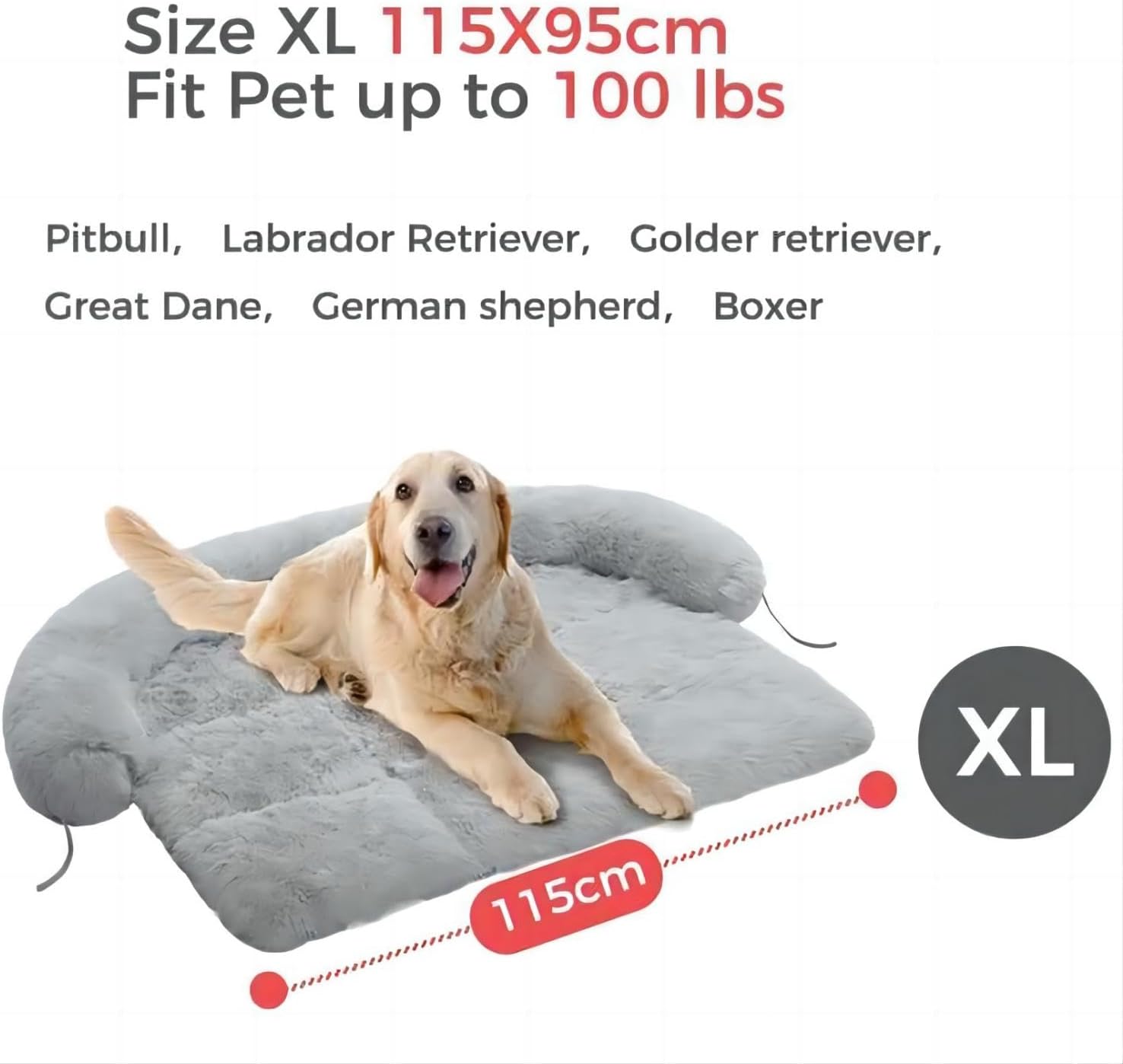 review Dog Bed Large Sized Dog, Fluffy Dog Bed Couch Cover, Calming Large Dog Bed, Washable Dog Mat for Furniture Protector,Perfect for Small, Medium and Large Dogs and Cats ，Grey(Unable to ship on weekends,