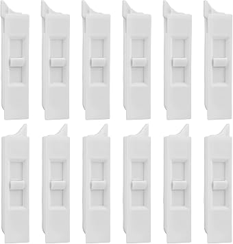 12 Pcs Window Tilt Latch Pairs Spring Loaded Sliding Window Latch Lock Snap-in White Vinyl Plastic Construction for Home Window Accessories Parts