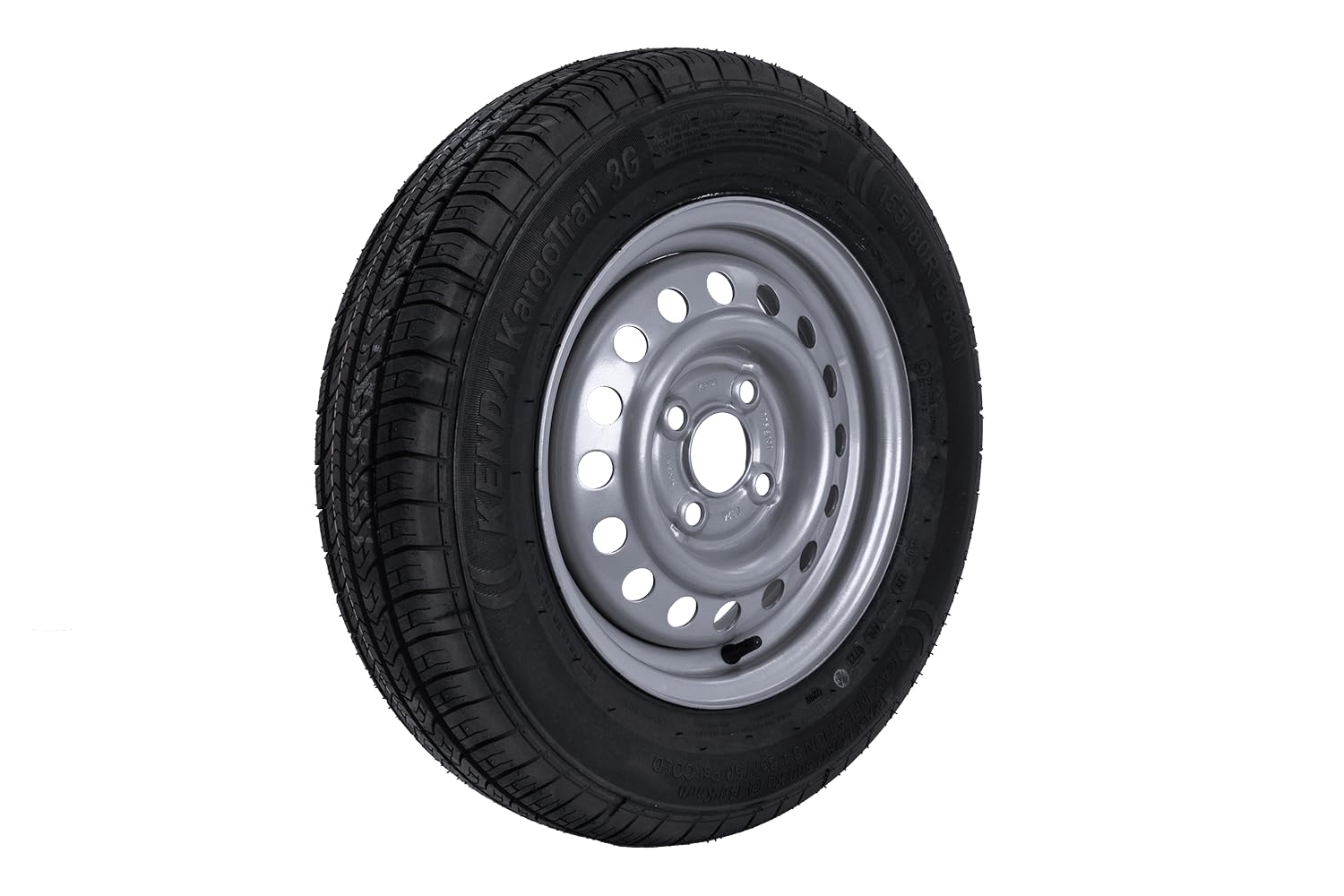 KENDA Ruota Completa per Rimorchio Leggero 155/80 R13 84N con Cerchio in Acciaio 4Jx13"H2 4x100 ET30, Portata 500 kg per Carrelli e Camper