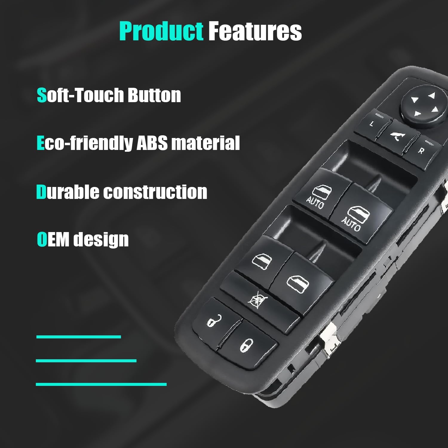 Driver Side Master Power Window Control Switch for 2012-2015 Ram 1500 2500 2015 Ram 3500, Chrysler Town & Country/Dodge Grand Caravan 12 13 14 15, 68110867AB 68110867AA