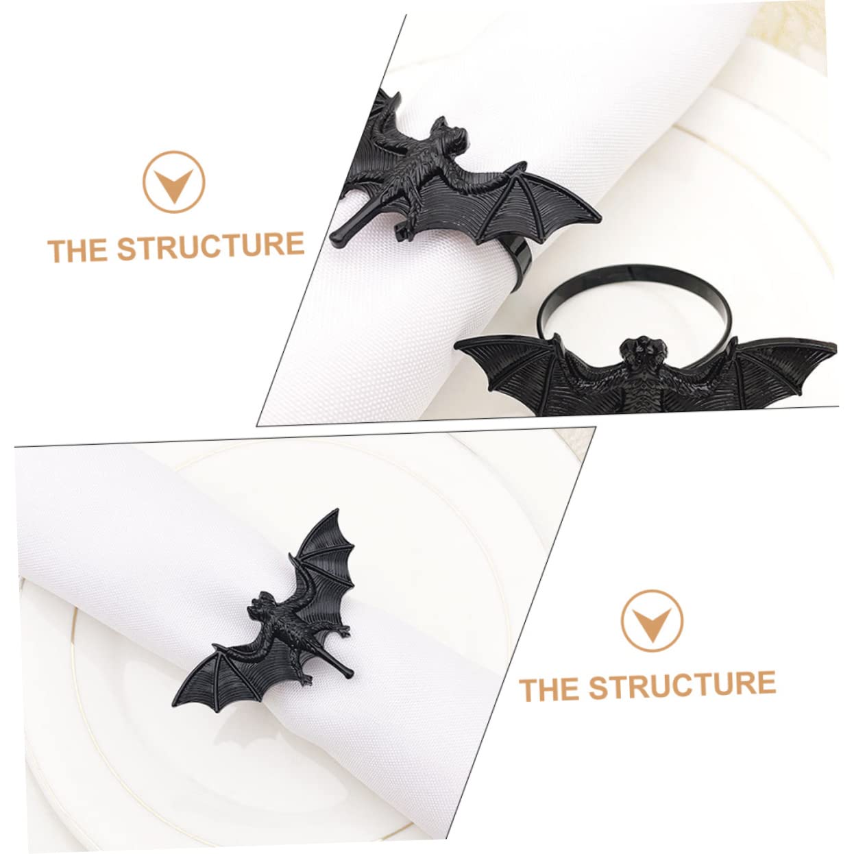SHOWERORO 16stücke Spooky Bat Napkin Gruselige Fledermaus Tischdeko Für Halloween Und Festlichkeiten Und Kreative Serviettenringe Legiertem Material